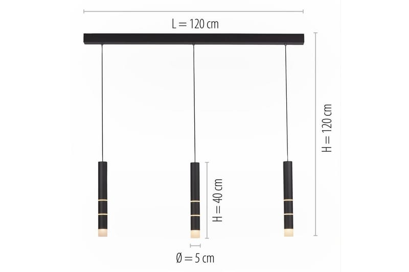 Pendellampe Pure Vega - 5x120x120 cm, Svart - Belysning - Innendørsbelysning & Lamper - Vinduslampe