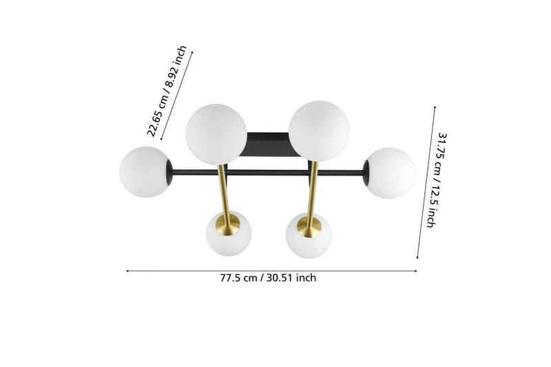Takbelysning Eglo Paz Opalhvit/Svart Messing med 6 Lamper - Belysning - Innendørsbelysning & Lamper - Vinduslampe