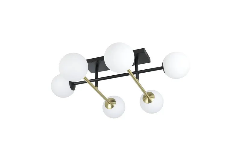 Takbelysning Eglo Paz Opalhvit/Svart Messing med 6 Lamper