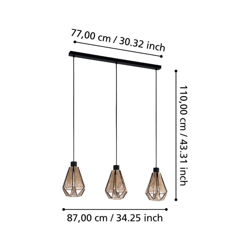 Taklampe Adwickle med 3 Lamper - 14,5 cm - Belysning - Innendørsbelysning & Lamper - Vinduslampe