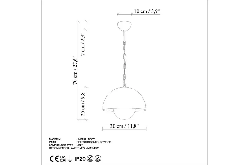 Taklampe Brena Enkelt Sokkel Oransje - Oransje - Belysning - Innendørsbelysning & Lamper - Vinduslampe