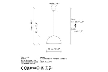 Taklampe Brena Gull Enkelt Sokkel - 30 x 30 x 111 cm - Belysning - Innendørsbelysning & Lamper - Vinduslampe