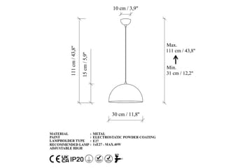 Taklampe Brena Gull Enkelt Sokkel - 30 x 30 x 111 cm - Belysning - Innendørsbelysning & Lamper - Vinduslampe