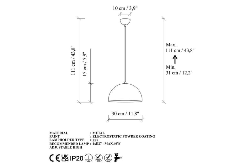 Taklampe Brena Gull Enkelt Sokkel - 30 x 30 x 111 cm - Belysning - Innendørsbelysning & Lamper - Vinduslampe