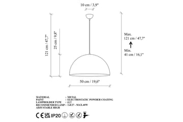 Taklampe Brena Gull Enkelt Sokkel - 50 x 50 x 121 cm - Belysning - Innendørsbelysning & Lamper - Vinduslampe