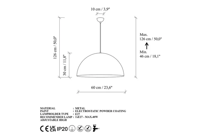 Taklampe Brena Gull Enkelt Sokkel - 60 x 60 x 126 cm - Belysning - Innendørsbelysning & Lamper - Vinduslampe