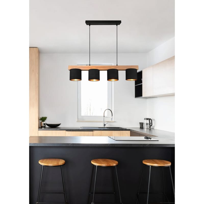 Taklampe Cameron - Svart/tre - Belysning - Innendørsbelysning & Lamper - Vinduslampe