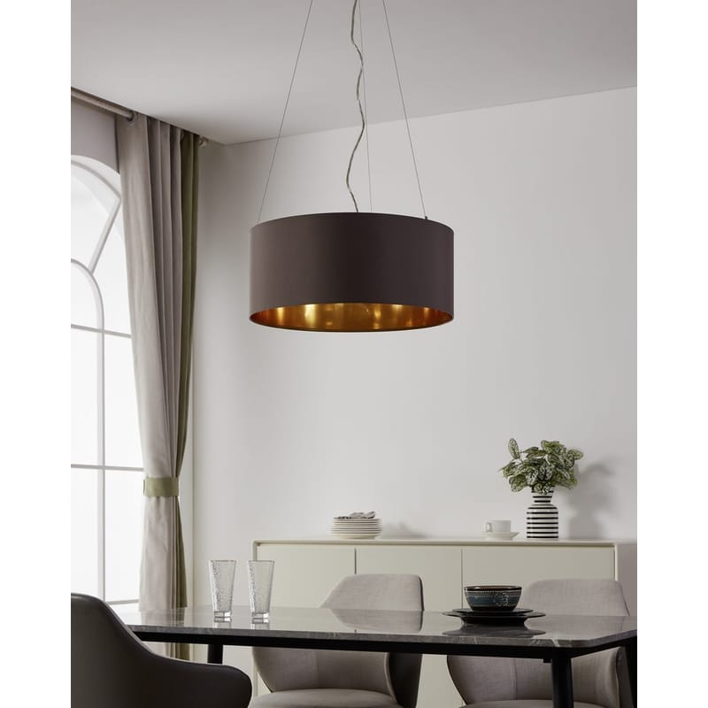 Taklampe Maserlo med 3 lamper - Matt nikkel/cappuccino - Belysning - Innendørsbelysning & Lamper - Vinduslampe