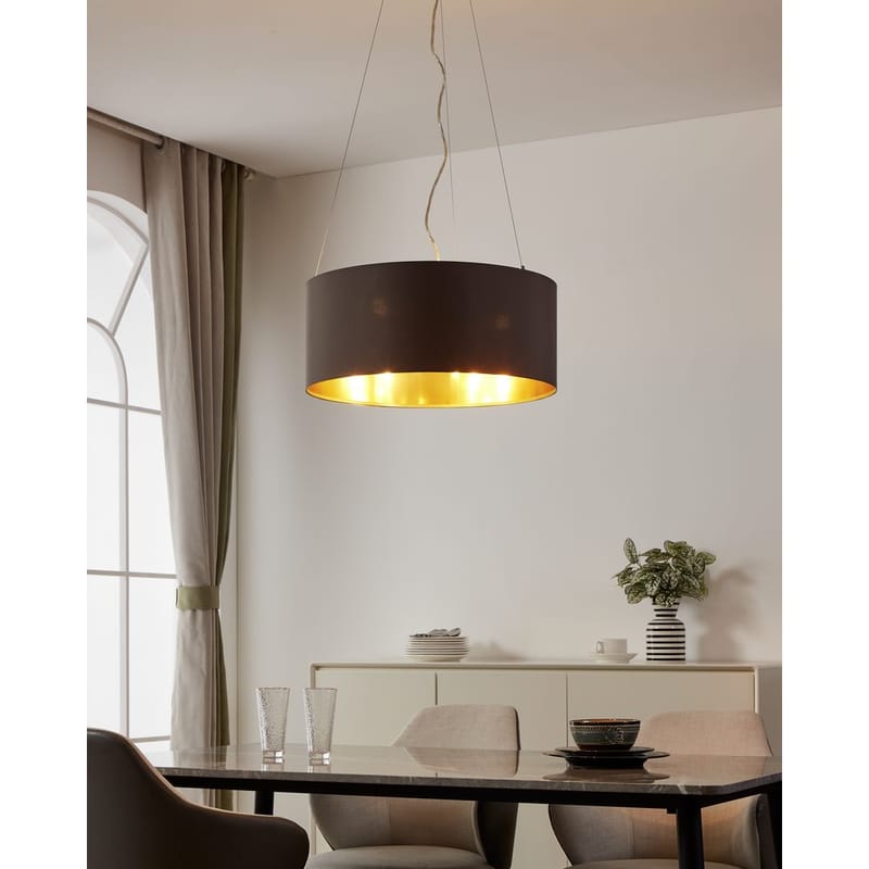 Taklampe Maserlo med 3 lamper - Matt nikkel/cappuccino - Belysning - Innendørsbelysning & Lamper - Vinduslampe