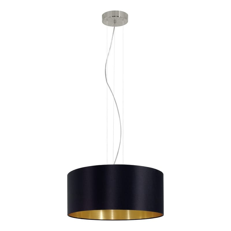 Taklampe Maserlo med 3 lamper, Matt nikkel/svart