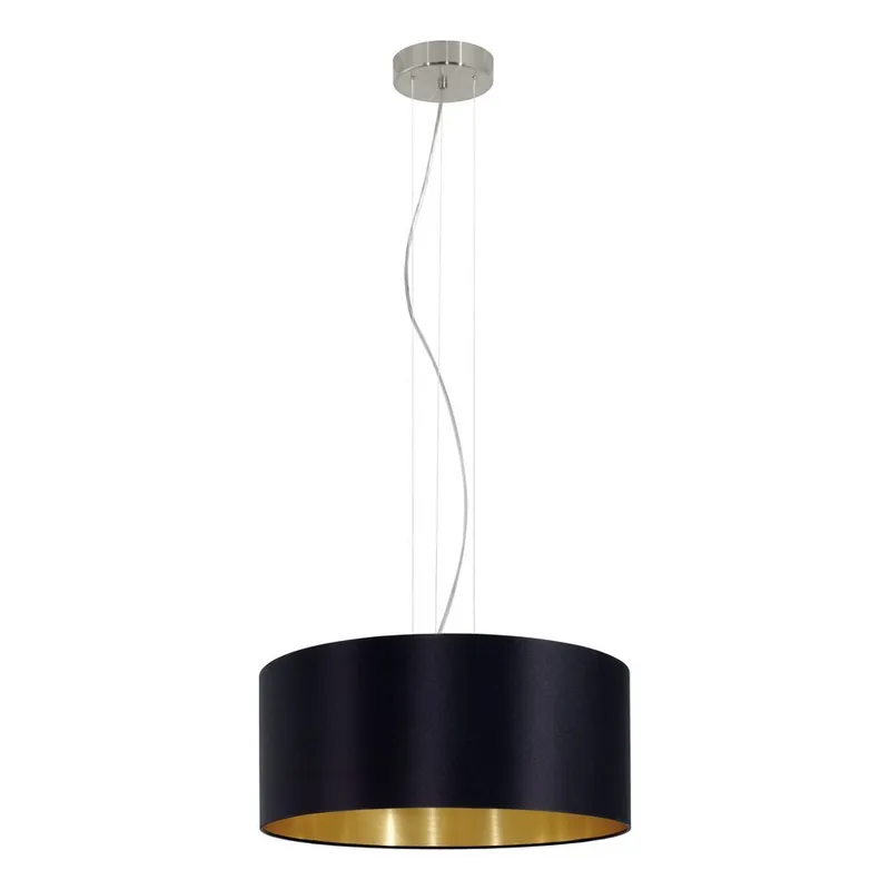 Taklampe Maserlo med 3 lamper, Matt nikkel/svart