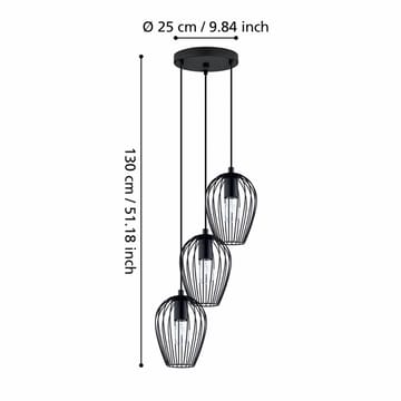 Taklampe Newtown rund med 3 lamper - 38 cm - Belysning - Innendørsbelysning & Lamper - Vinduslampe