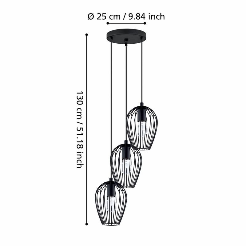 Taklampe Newtown rund med 3 lamper - 38 cm - Belysning - Innendørsbelysning & Lamper - Vinduslampe