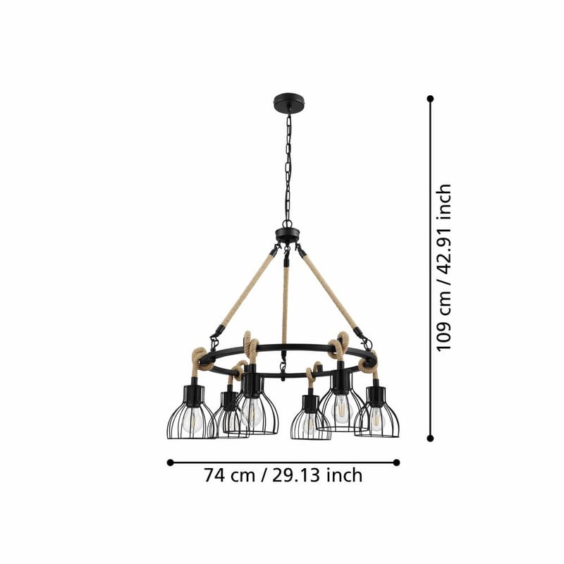 Taklampe Rampside Rund med 6 Lamper - 76 cm - Belysning - Innendørsbelysning & Lamper - Vinduslampe