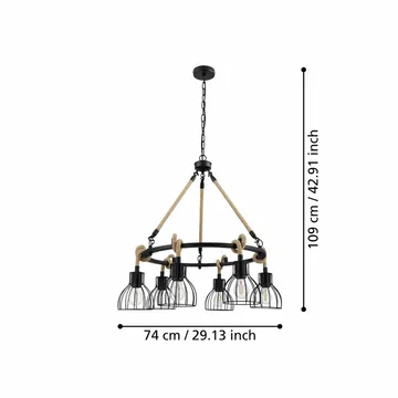 Taklampe Rampside Rund med 6 Lamper - 76 cm - Belysning - Innendørsbelysning & Lamper - Vinduslampe