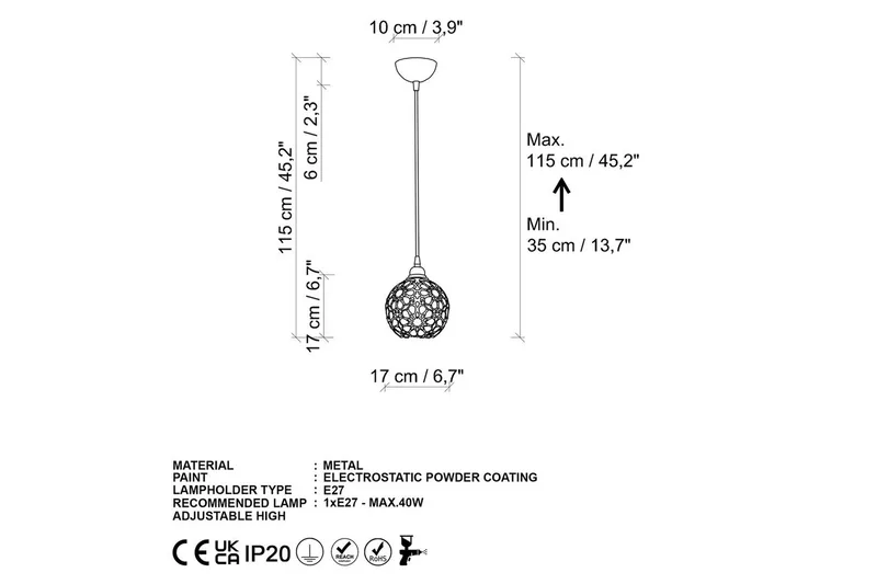 Taklampe Silen Gull - Diameter: 17 cm - Belysning - Innendørsbelysning & Lamper - Vinduslampe