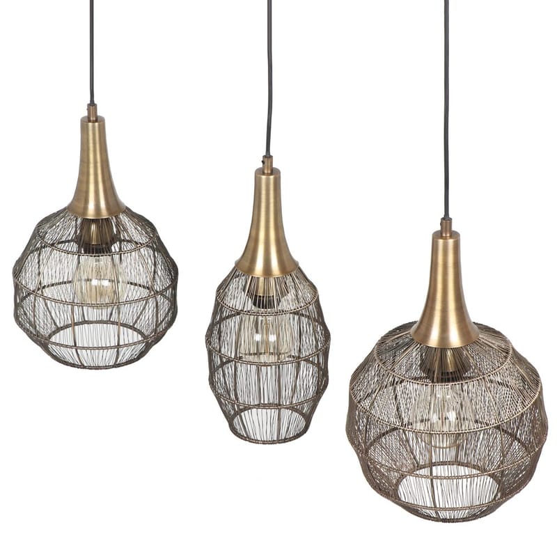 Taklampe Soraya - 3 lamper, Matt svart/antikk messing - Belysning - Innendørsbelysning & Lamper - Vinduslampe