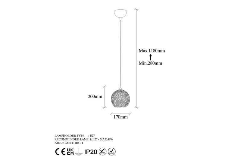 Taklampe Souvik Svart - 17 x 17 x 118 cm - Belysning - Innendørsbelysning & Lamper - Vinduslampe
