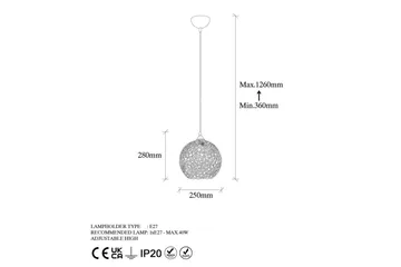 Taklampe Souvik Svart - 25 x 25 x 126 cm - Belysning - Innendørsbelysning & Lamper - Vinduslampe