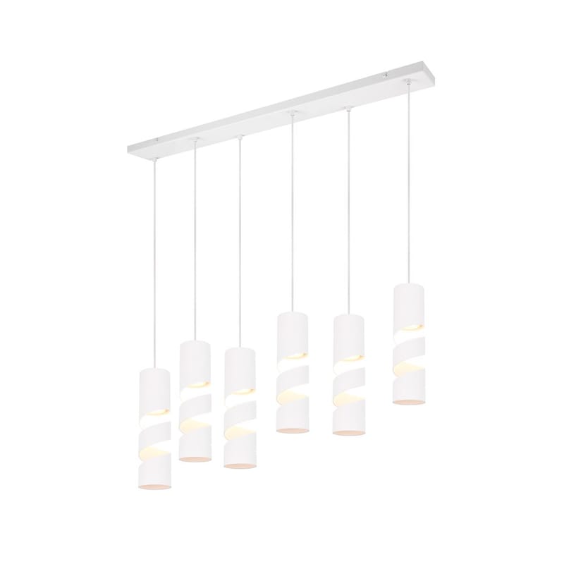 Taklampe Stream, 6 lamper, Matt hvit