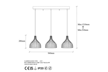 Taklampe Talnor Horizontal Three - Bronse/Svart - Belysning - Innendørsbelysning & Lamper - Vinduslampe