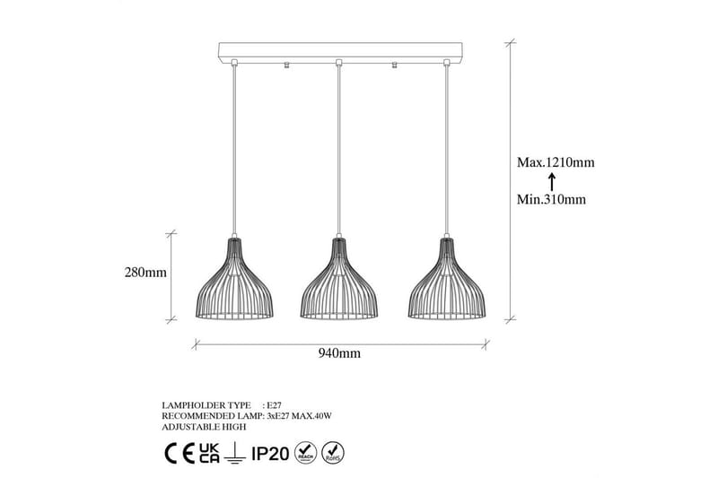 Taklampe Talnor Horizontal Three - Bronse/Svart - Belysning - Innendørsbelysning & Lamper - Vinduslampe