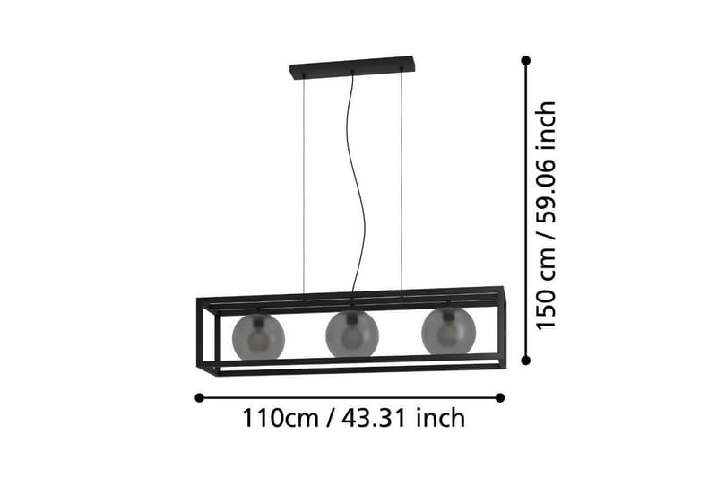 Takpendel Eglo Arangona Svart/Grå Ramme med 3 Lamper - Belysning - Innendørsbelysning & Lamper - Vinduslampe