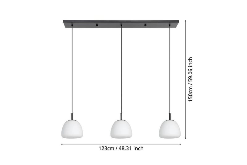 Takpendel Eglo Balmes Svart/Opalhvit med 3 Lamper - Belysning - Innendørsbelysning & Lamper - Vinduslampe