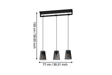 Takpendel Eglo Bogota Svart med 3 Lamper - Belysning - Innendørsbelysning & Lamper - Vinduslampe