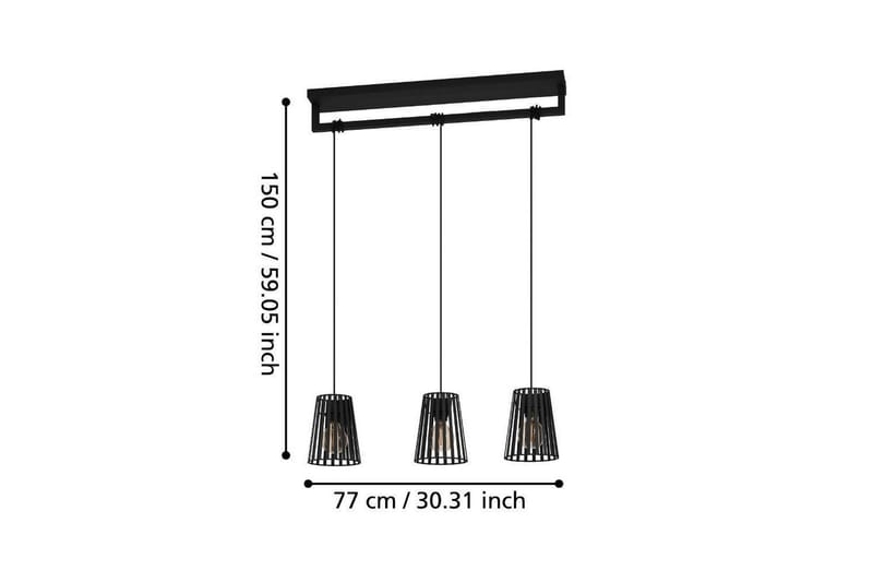 Takpendel Eglo Bogota Svart med 3 Lamper - Belysning - Innendørsbelysning & Lamper - Vinduslampe