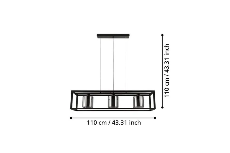 Takpendel Eglo Brisling Svart/Transparent Ramme med 3 Lamper - Belysning - Innendørsbelysning & Lamper - Vinduslampe