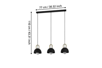 Takpendel Eglo Calmanera med 3 lamper svart, messing - Svart/Messing - Belysning - Innendørsbelysning & Lamper - Vinduslampe