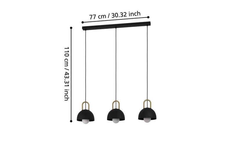 Takpendel Eglo Calmanera med 3 lamper svart, messing - Svart/Messing - Belysning - Innendørsbelysning & Lamper - Vinduslampe