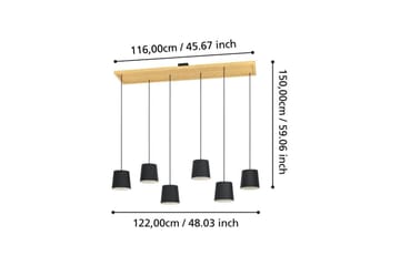 Takpendel Eglo Camarioca Svart/Tre med 5 Lamper - Belysning - Innendørsbelysning & Lamper - Vinduslampe