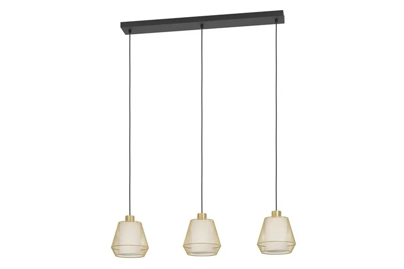 Takpendel Eglo Ciudadela med 3 Lamper, Messing/Hvit/Svart