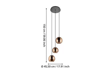 Takpendel Eglo Cordoba Rondell Svart/Kobber med 3 Lamper - Belysning - Innendørsbelysning & Lamper - Vinduslampe