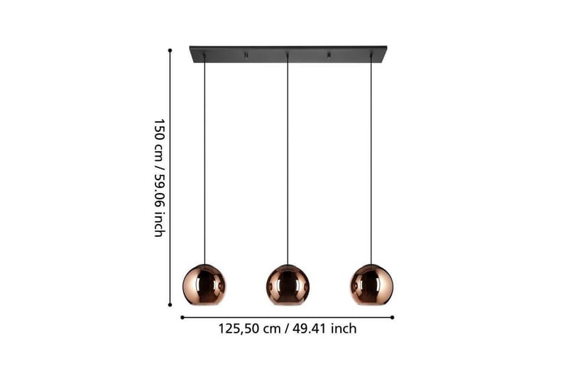 Takpendel Eglo Cordoba Svart/Kobber med 3 Lamper - Belysning - Innendørsbelysning & Lamper - Vinduslampe