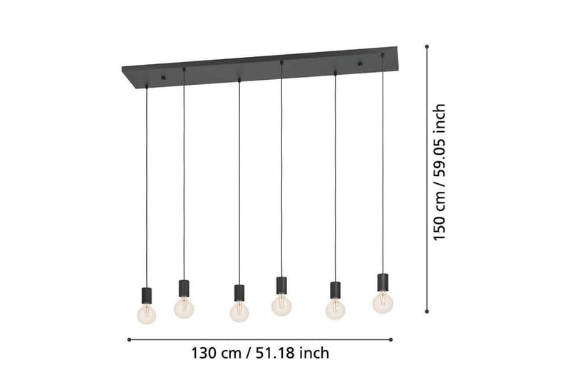 Takpendel Eglo Huebro Svart med 6 Lamper - Belysning - Innendørsbelysning & Lamper - Vinduslampe