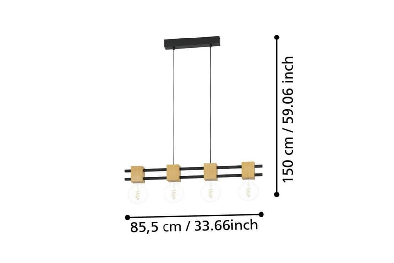 Takpendel Eglo Levantara Svart/Tre med 4 Lamper - Belysning - Innendørsbelysning & Lamper - Vinduslampe