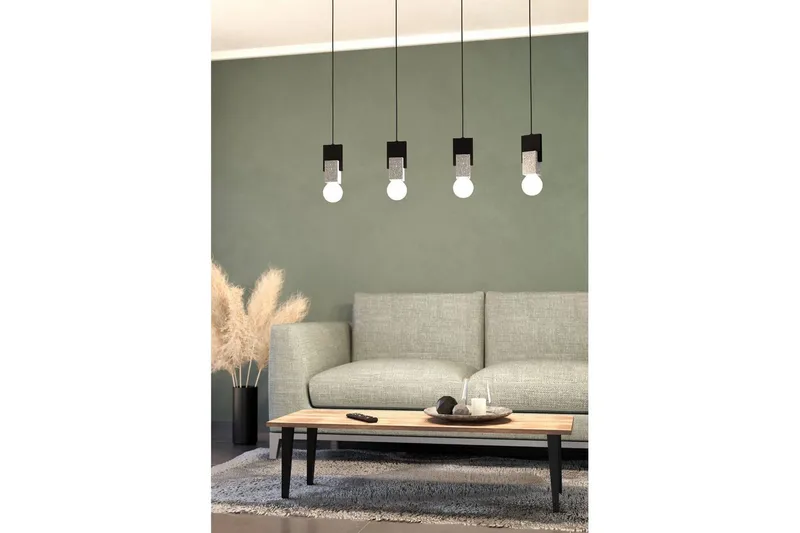 Takpendel Eglo Lobatia med 4 Lamper - Svart/Grå/Hvit - Belysning - Innendørsbelysning & Lamper - Vinduslampe