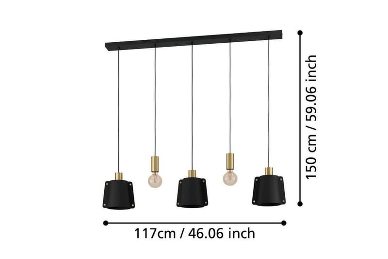 Takpendel Eglo Majagua Svart/Messing med 5 Lamper - Belysning - Innendørsbelysning & Lamper - Vinduslampe