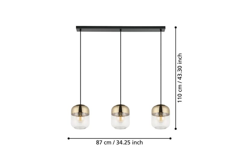 Takpendel Eglo Maryvilla med 3 lamper - Svart/Bronse/Gull/Gul - Belysning - Innendørsbelysning & Lamper - Vinduslampe