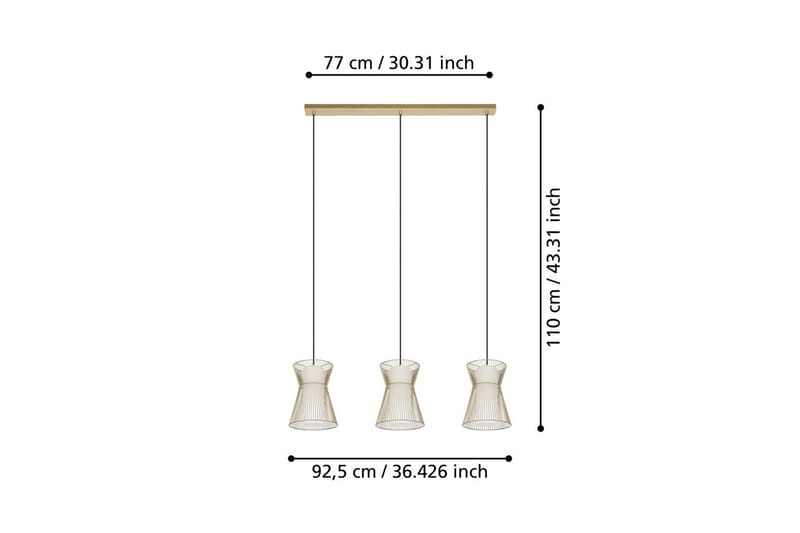 Takpendel Eglo Maseta med 3 Lamper Gullfarget Hvit - Hvit/Gull - Belysning - Innendørsbelysning & Lamper - Vinduslampe