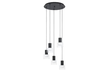 Takpendel Eglo Molineros svart/gjennomsiktig rundell med 5 lamper - Belysning - Innendørsbelysning & Lamper - Vinduslampe