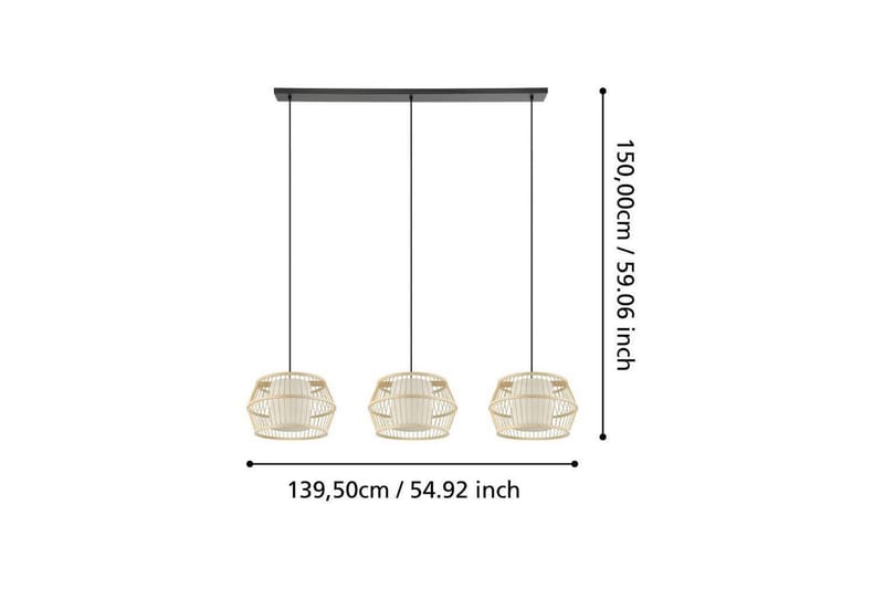 Takpendel Eglo Monterroso Natur med 3 Lamper - Belysning - Innendørsbelysning & Lamper - Vinduslampe