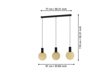 Takpendel Eglo Sarona med 3 lamper - Svart/Gull - Belysning - Innendørsbelysning & Lamper - Vinduslampe