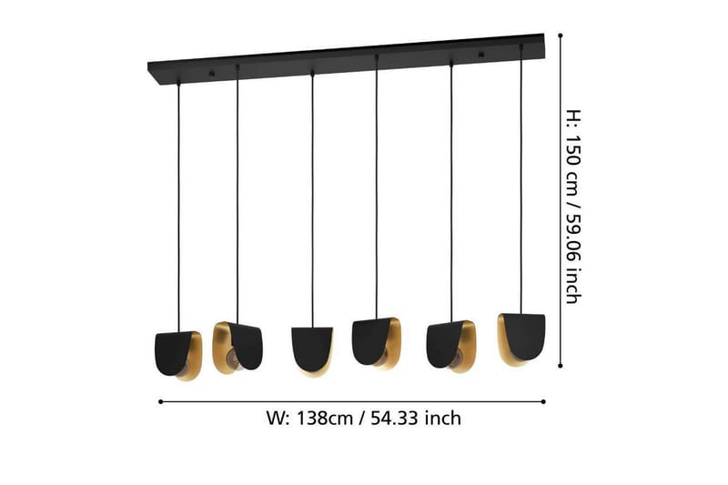 Takpendel Eglo Serenara Svart/Gull med 6 lamper - Belysning - Innendørsbelysning & Lamper - Vinduslampe