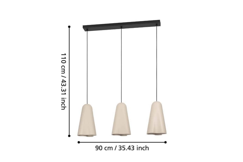 Takpendel Eglo Tolleric Sand/Svart med 3 Lamper - Belysning - Innendørsbelysning & Lamper - Vinduslampe