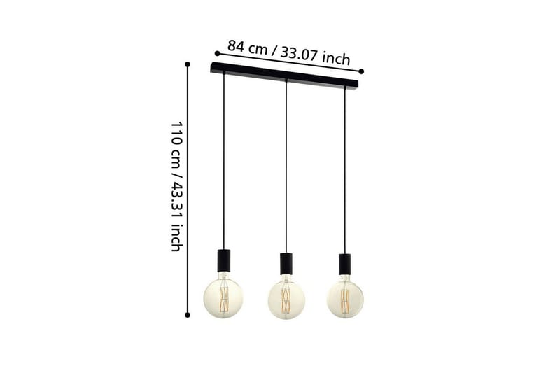 Takpendel Eglo Pozueta med 3 Lamper - Svart - Belysning - Innendørsbelysning & Lamper - Vinduslampe