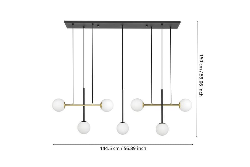 Takpendel Eglo Paz Opalhvit/Svart Messing med 7 Lamper - Belysning - Innendørsbelysning & Lamper - Vinduslampe